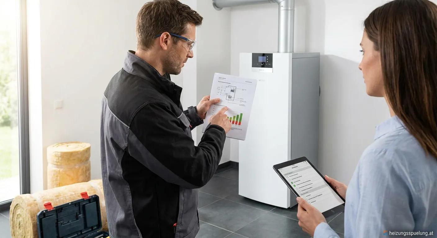 Moderne effiziente Heizungsanlage zur Verbesserung des Energieausweises