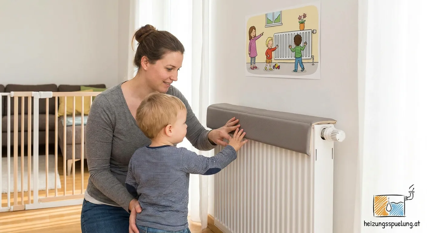 Sichere Heizkörperabdeckung mit Kindersicherung im Kinderzimmer