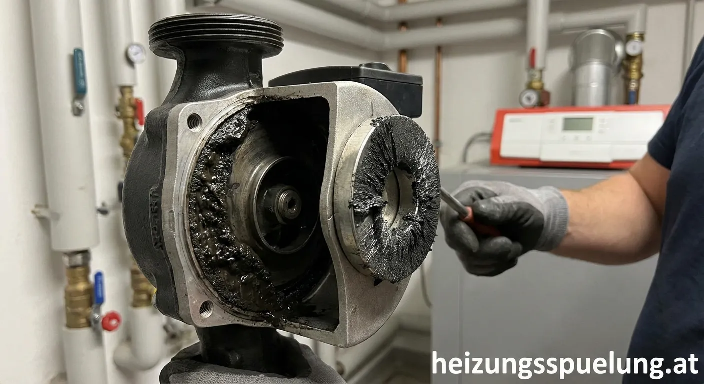 Verschlammtes Heizungswasser und defekte Pumpe durch Magnetit