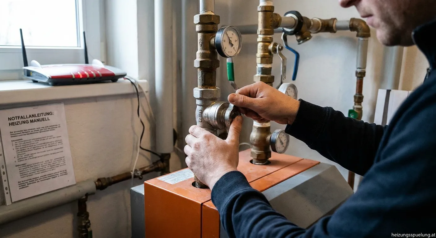 Manuelle Bedienung der Heizung bei Internetausfall am Thermostat