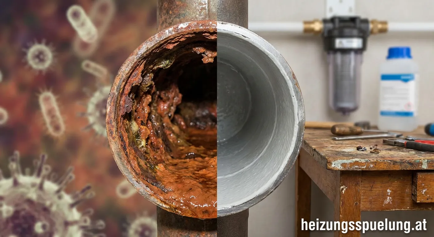 Veralgtes Heizungswasser und Korrosionsschäden durch Bakterien