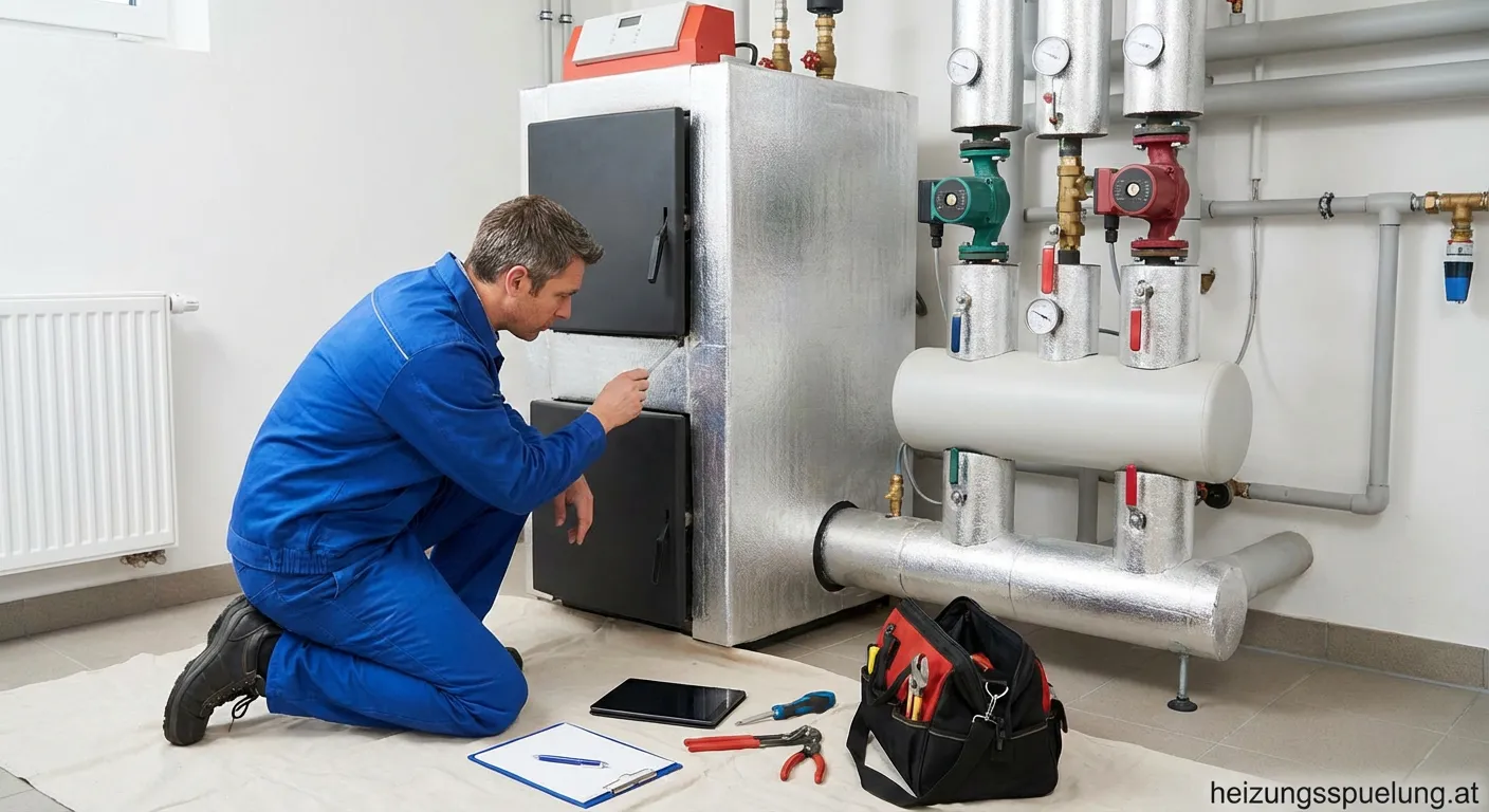 Heizungsprofi führt eine professionelle Heizungswartung durch