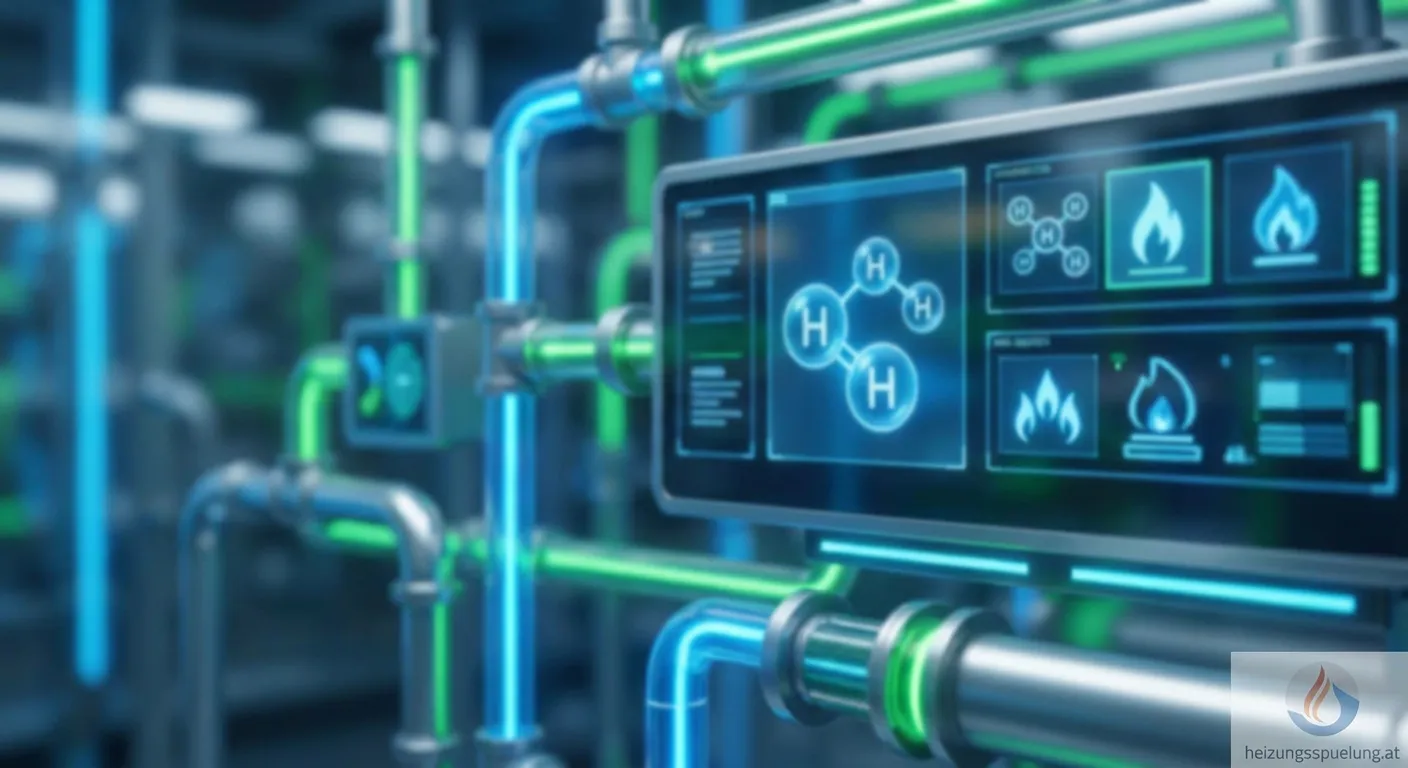 Wasserstoff-Beimischung im Gasnetz mit moderner technischer Ausrüstung und Pipeline-Systemen